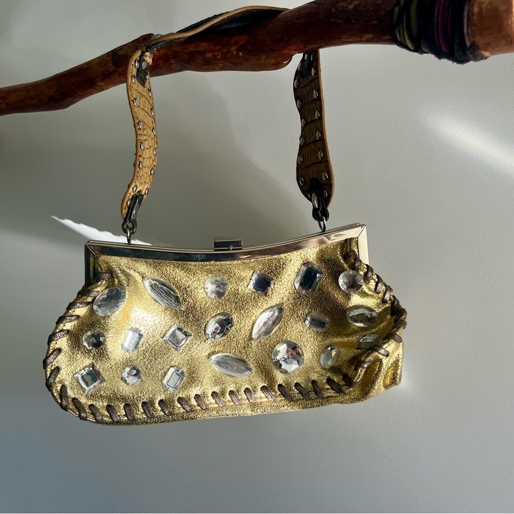 Gold and Brown vintage gemstone small purse